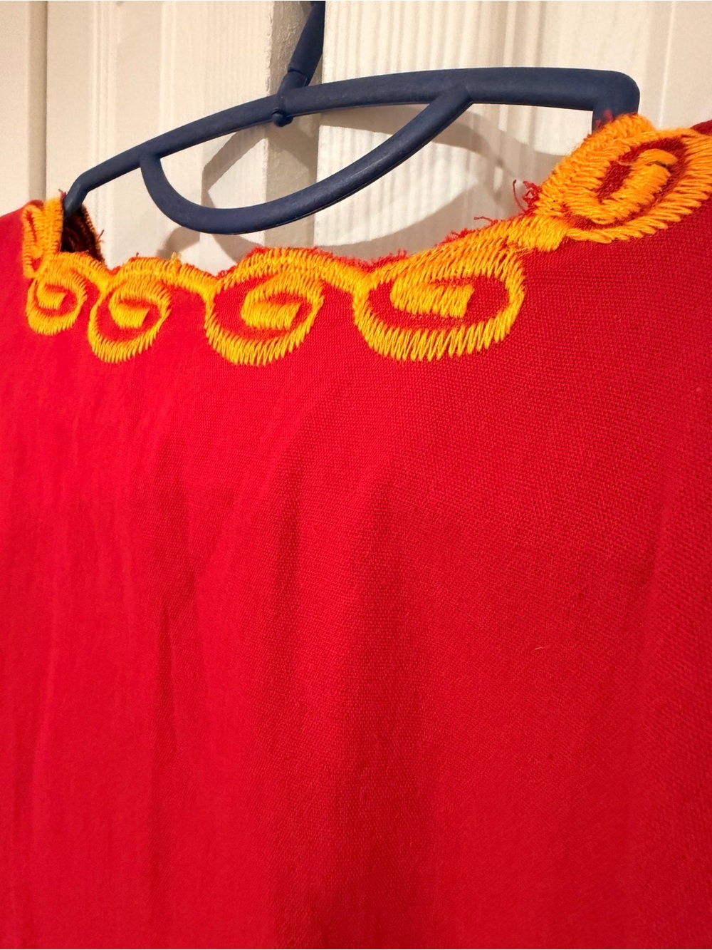 Mexican Embroidered Blouse Red Floral V-Neck Women's Top - Picture 7 of 7